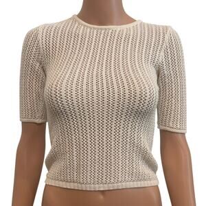 Free People FP Beach XS crochet open knit cover sheer crop top SW 3260